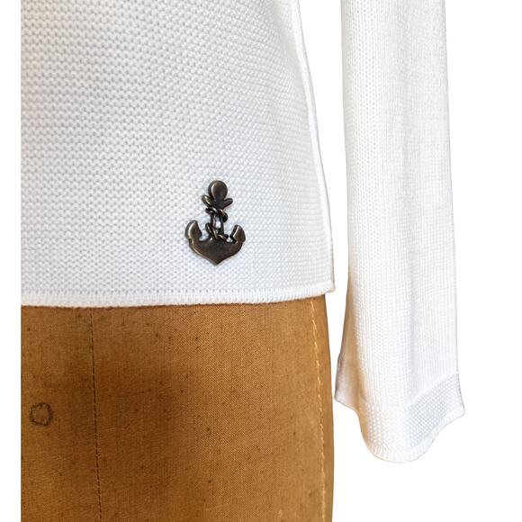 Never Worn Royal Mer White Nautical Knit Sweater Made in France Sz 38 Small - Picture 3 of 9